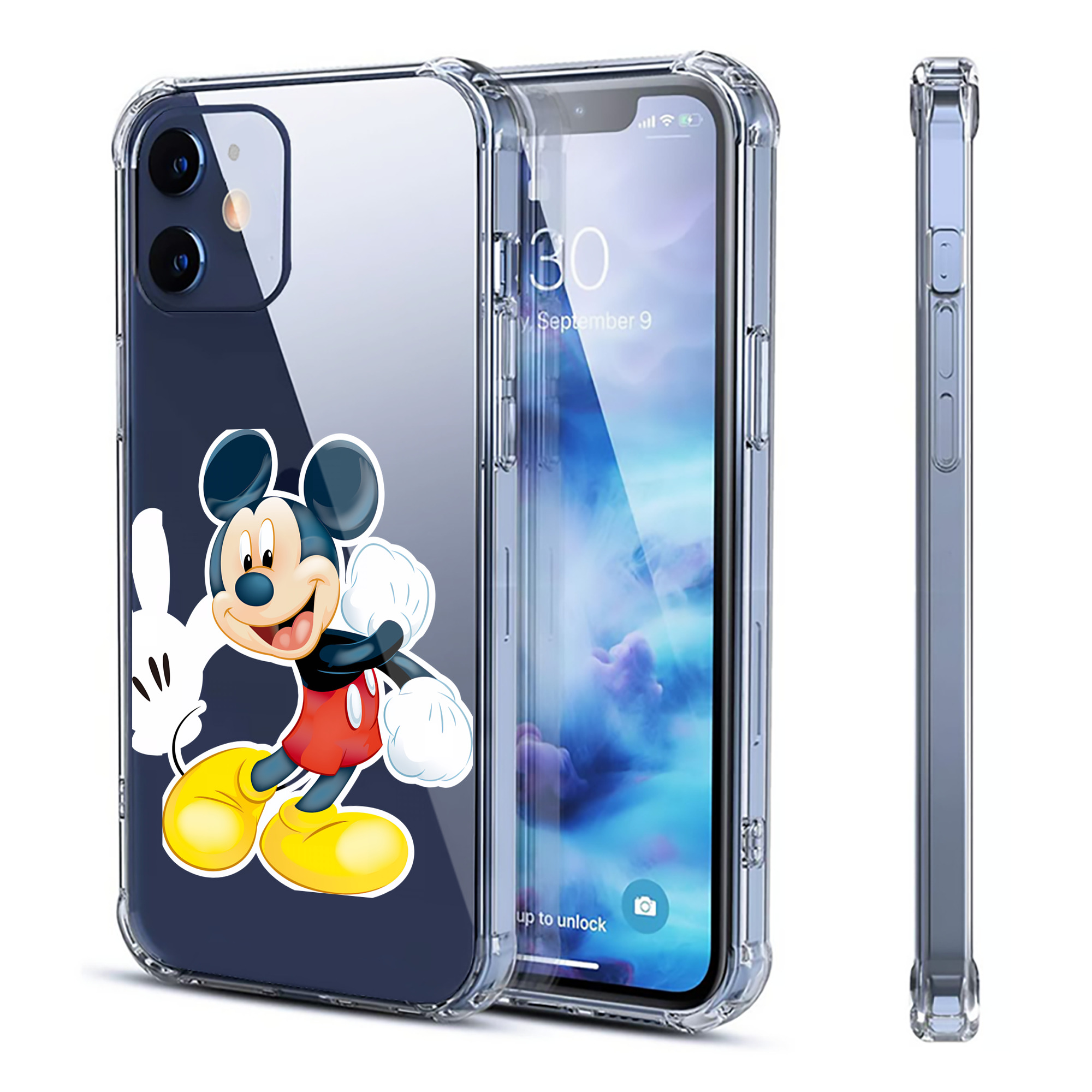 （画像用） ミッキーマウス Mickey Mouse 【iPhone 12シリーズ対応】透明スマホケース（クリアソフトケース）